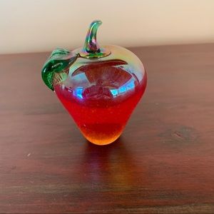 Glass Eye Studio Art Glass Red Apple Paperweight